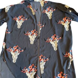 Altar'd State Black Jacket with Floral Skull Design